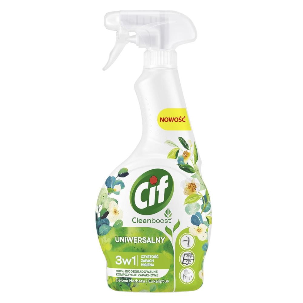 297028 CIF SPRAY DO CZYSZCZENIA 500ML UNIWERSALNY 3W1 ZIELONA HERBATA&amp;EUKALIPTUS 8720182848406
