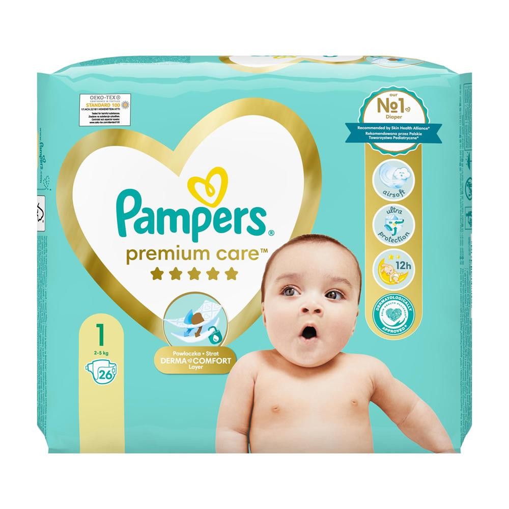 239823 PAMPERS PIELUSZKI DLA DZIECI PREMIUM CARE 1 2-5KG 26 SZT. 8001841104614