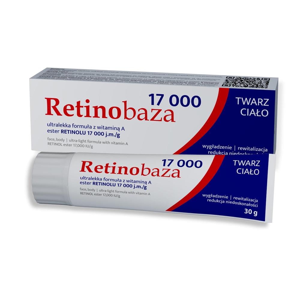 280421 RETINOBAZA 17000 KREM Z WITAMINĄ A 30G WYGŁADZENIE,REWITALIZACJA,REDUKCJA NIEDOSKONAŁOŚCI 5907573300245