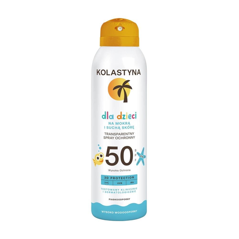 296608 KOLASTYNA SUN DLA DZIECI TRANSPARENTNY SPRAY DO OPALANIA 150ML SPF50 NA MOKRĄ I SUCHĄ SKÓRĘ 5900536355702