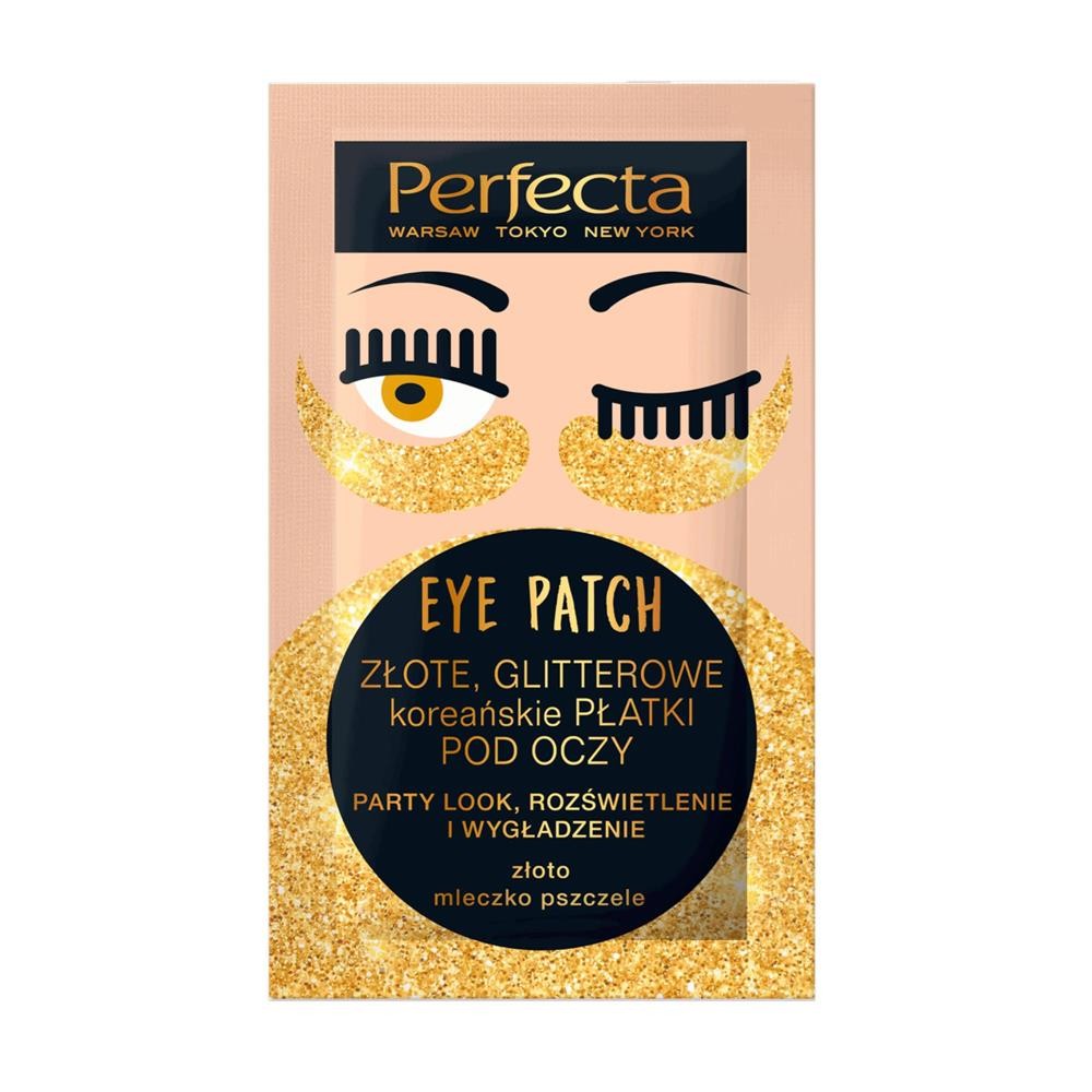 250172 DAX PERFECTA EYE PATCH ZŁOTE,GLITTEROWE PŁATKI POD OCZY PARTY LOOK,ROZŚWIETLENIE,WYGŁADZENIE 5900525065872