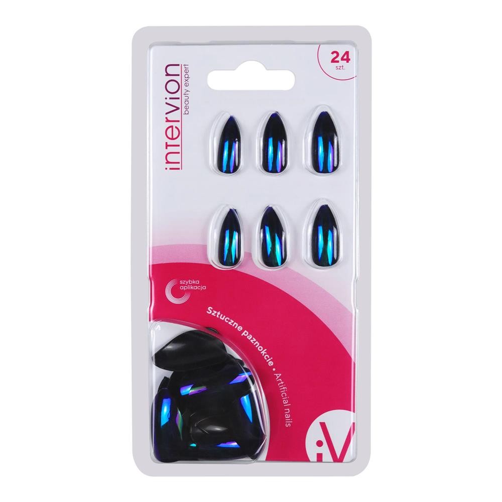 279784 INTER-VION PAZNOKCIE SZTUCZNE STILETTO BLUE HOLO 498629 5902704986299