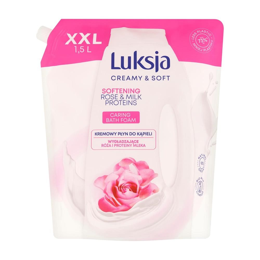 402476 LUKSJA PŁYN DO KĄPIELI ZAPAS 1.5L CREAMY&amp;SOFT RÓŻA&amp;PROTEINY MLEKA 5900536356785