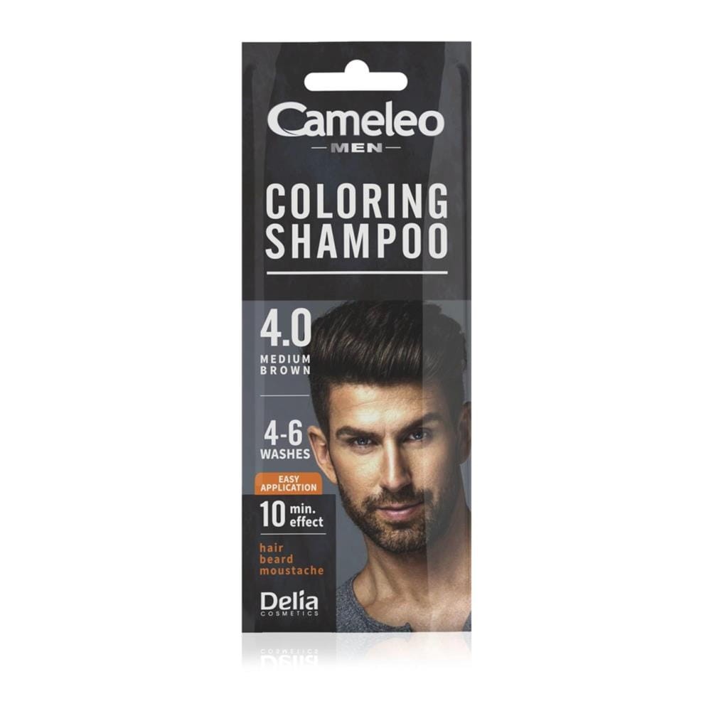 298411 CAMELEO MEN HAIR COLORING SHAMPOO SZAMPON 15ML KOLORYZUJĄCY 4.0 MEDIUM BROWN 5906750807171