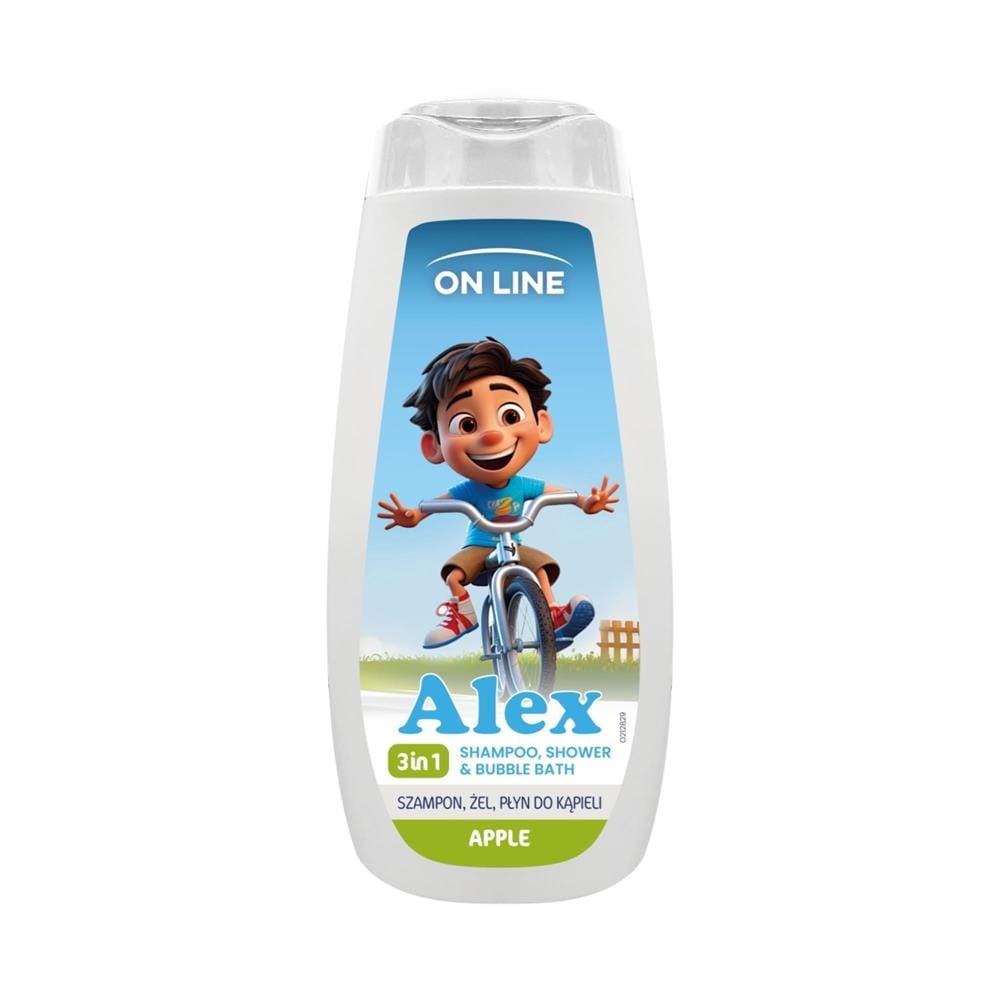 297677 ON LINE KIDS SZAMPON,ŻEL I PŁYN DO KĄPIELI 400ML ALEX APPLE 5903116751918