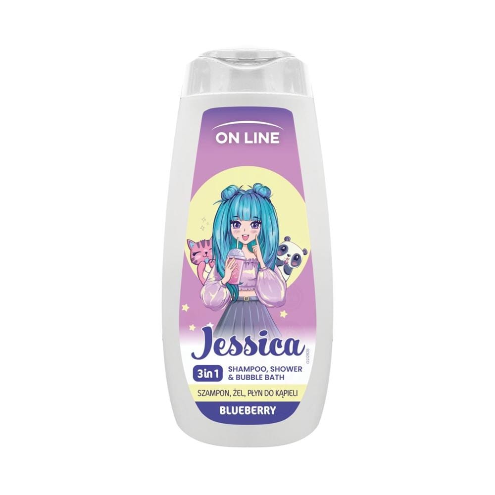297676 ON LINE KIDS SZAMPON,ŻEL I PŁYN DO KĄPIELI 400ML JESSICA BLUEBERRY 5903116751895