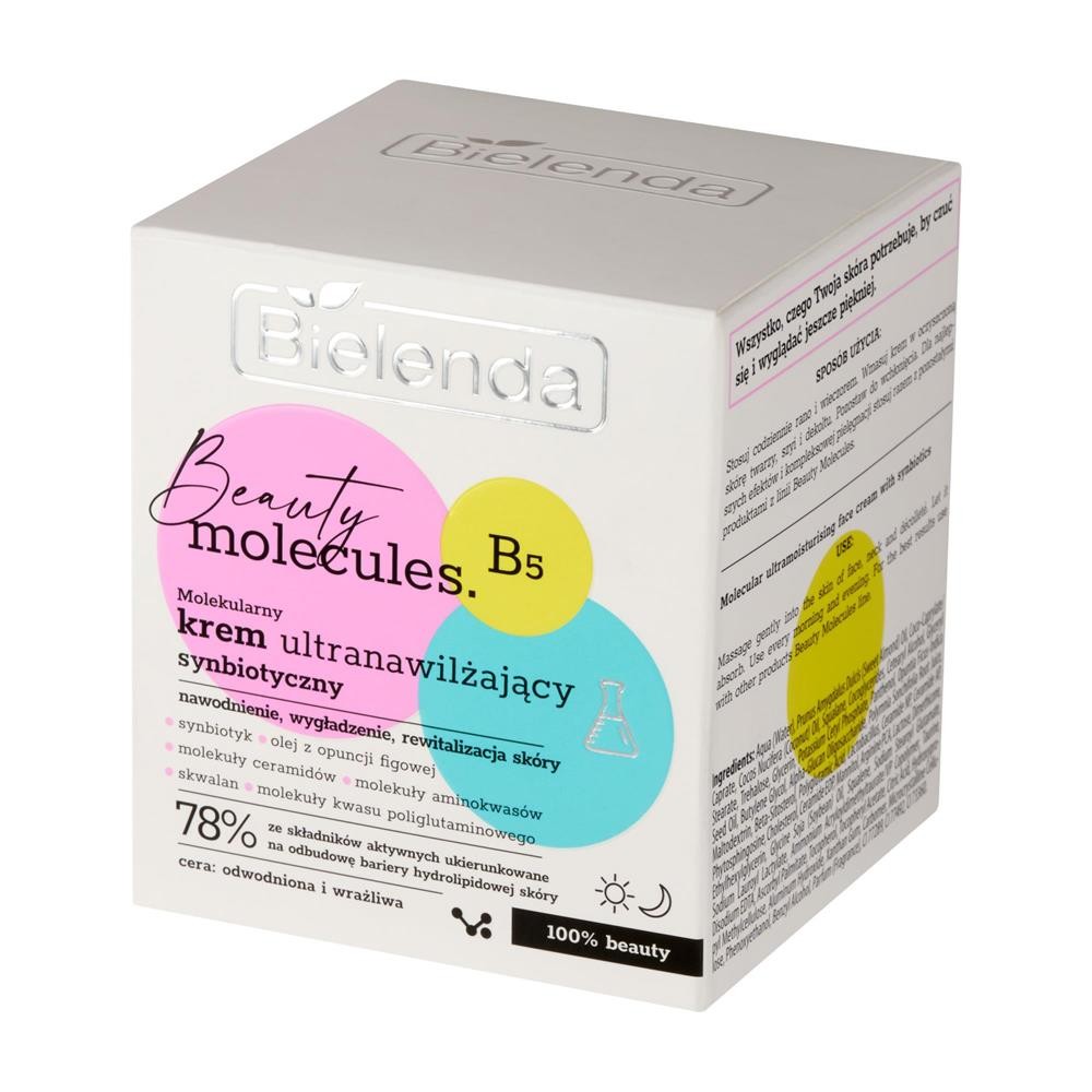 283576 BIELENDA BEAUTY MOLECULES KREM DO TWARZY 50ML SYNBIOTYCZNY ULTRANAWILŻAJĄCY ODWODNIONA,WRAŻL 5902169051365