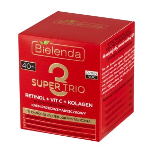 278632 BIELENDA SUPER TRIO RETINOL+VIT C+KOLAGEN 40+ KREM DO TWARZY 50ML INTENSYWNIE NAWILŻAJĄCY 5902169049997