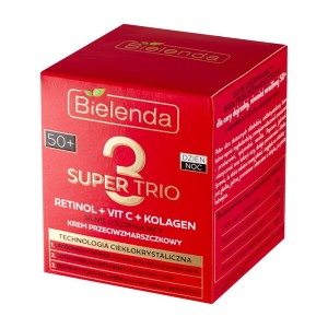 278633 BIELENDA SUPER TRIO RETINOL+VIT C+KOLAGEN 50+ KREM DO TWARZY 50ML SILNIE UJĘDRNIAJĄCY 5902169050009