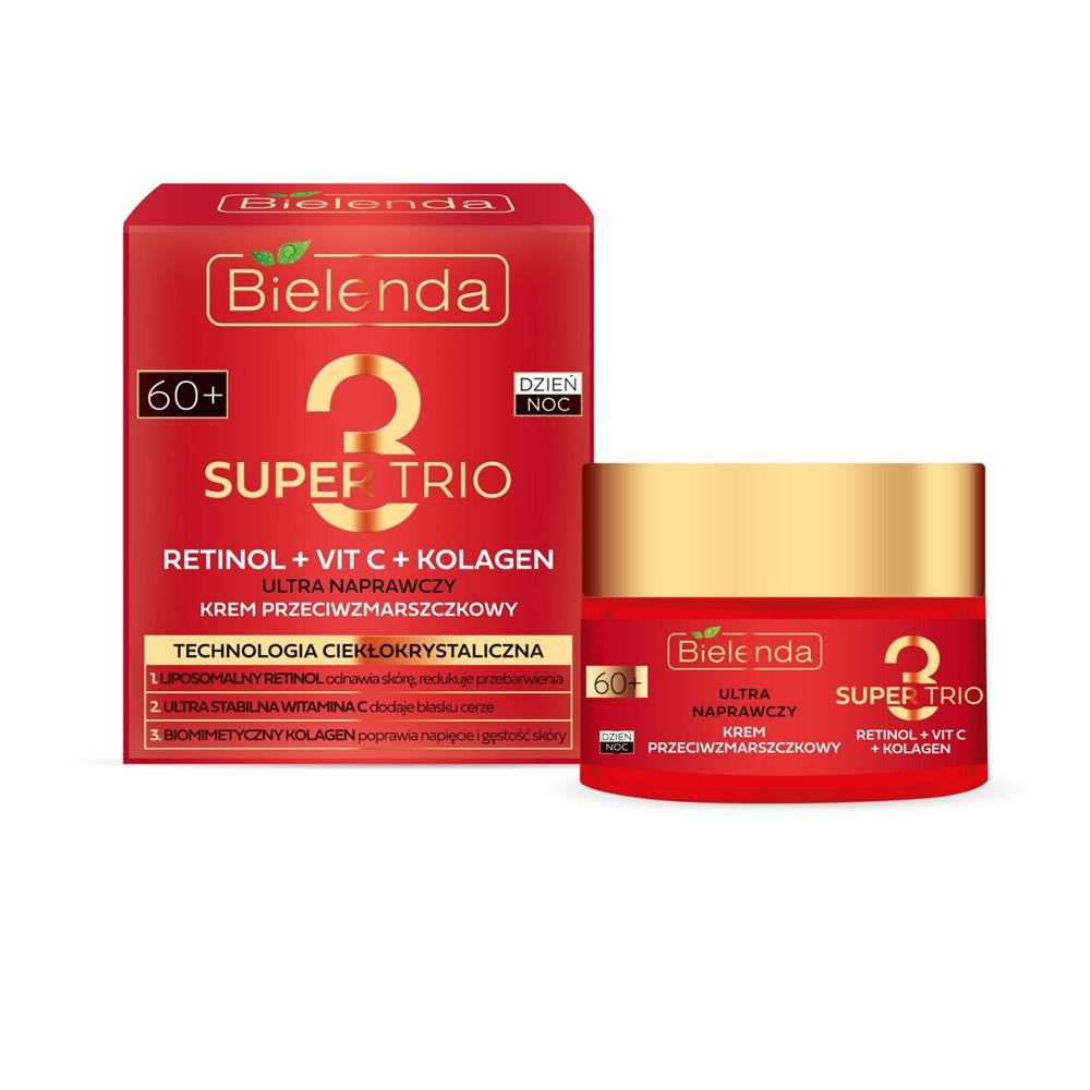 278634 BIELENDA SUPER TRIO RETINOL+VIT C+KOLAGEN 60+ KREM DO TWARZY 50ML ULTRA NAPRAWCZY 5902169050016