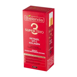 278636 BIELENDA SUPER TRIO RETINOL+VIT C+KOLAGEN SERUM DO TWARZY 30ML AKTYWNIE REWITALIZUJĄCE 5902169050030