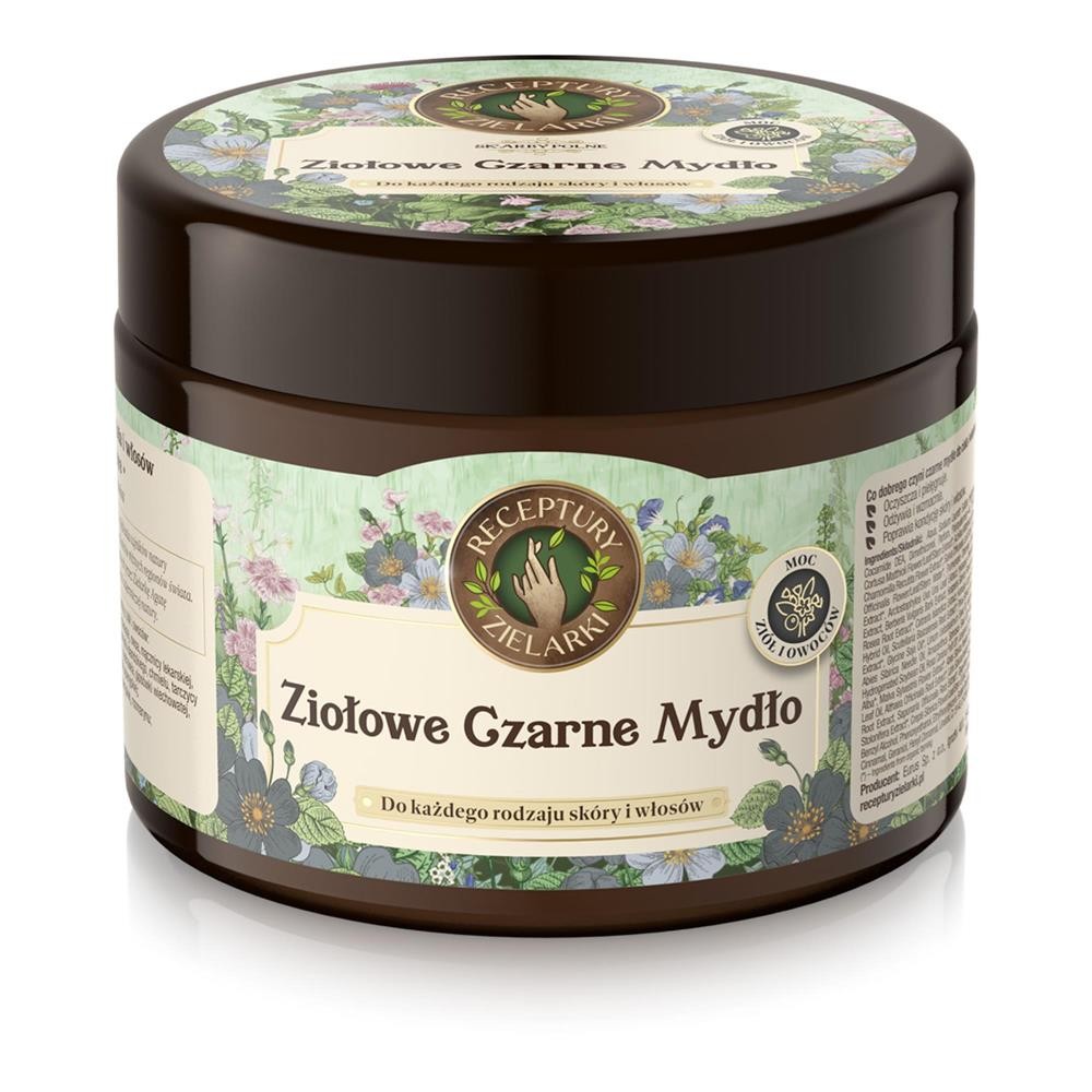 RECEPTURY ZIELARKI MYDŁO 300ML ZIOŁOWE CZARNE KAŻDY RODZAJ SKÓRY I WŁOSÓW 59037941