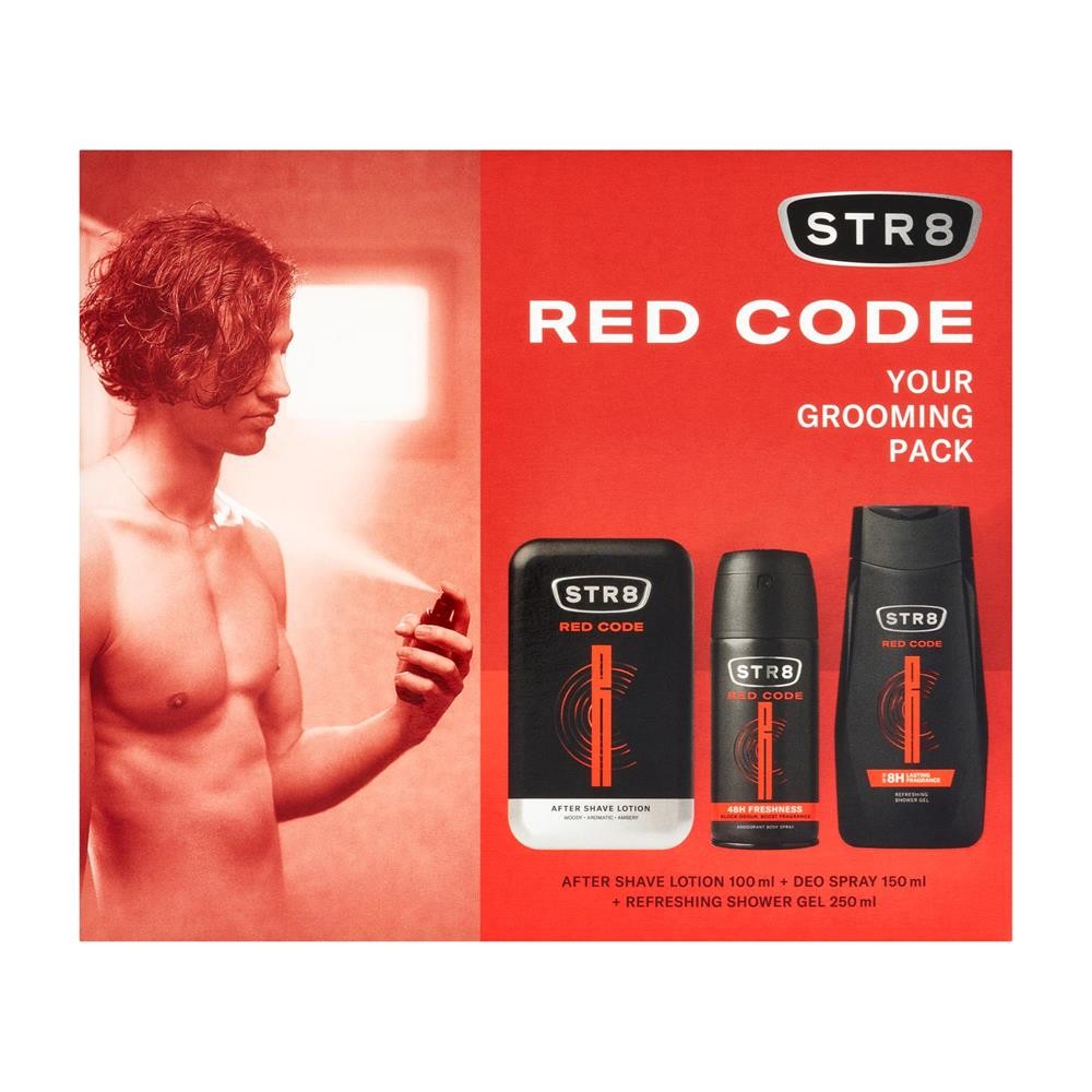 290006 STR8 ZESTAW PREZENTOWY WODA PO GOLENIU 100ML+SPRAY 150ML+ŻEL 250ML RED CODE 5900536354989