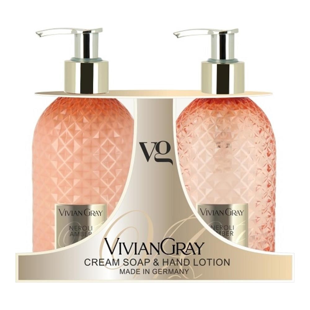 403401 VIVIAN GREY ZESTAW PREZENTOWY GEMSTONE NEROLI&amp;AMBER MYDŁO W PŁYNIE+BALSAM DO RĄK 4250120735085