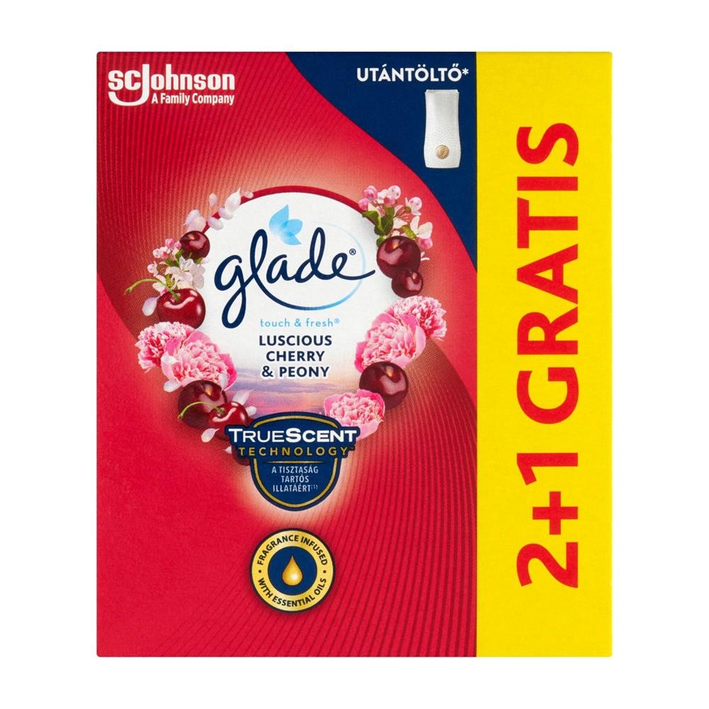 400352 GLADE TOUCH&amp;FRESH ODŚWIEŻACZ ZAPAS.2+1 WIŚNIA I PIWONIA 3X10ML 5000204958638