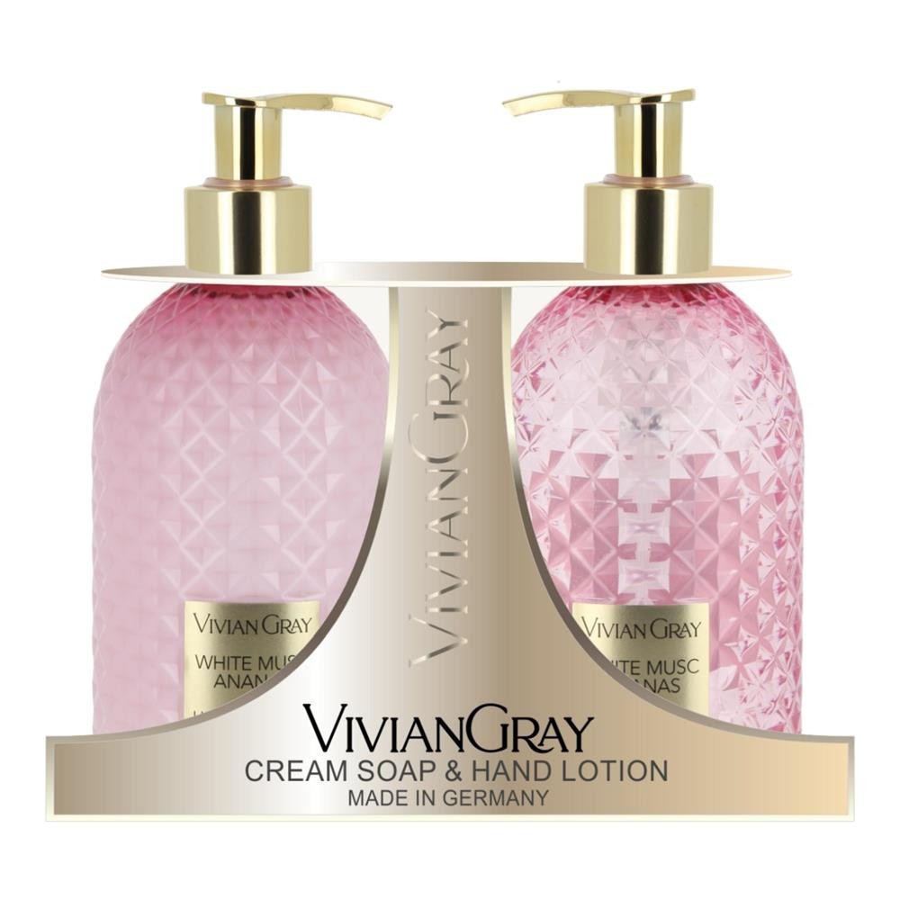 403404 VIVIAN GREY ZESTAW PREZENTOWY GEMSTONE WHITE MUSC&amp;ANANAS MYDŁO W PŁYNIE+BALSAM DO RĄK 4250120735382