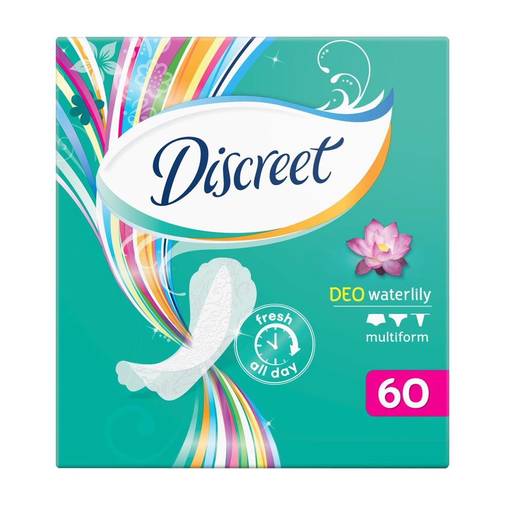 405700 DISCREET WKŁADKI HIGIENICZNE DEO WATERLILY 60 SZT. MULTIFORM 8001090170354