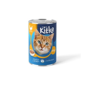 407777 KITKA KARMA DLA KOTÓW PUSZKA 415G KAWAŁKI Z DROBIEM Z WITAMINAMI 5901812750587