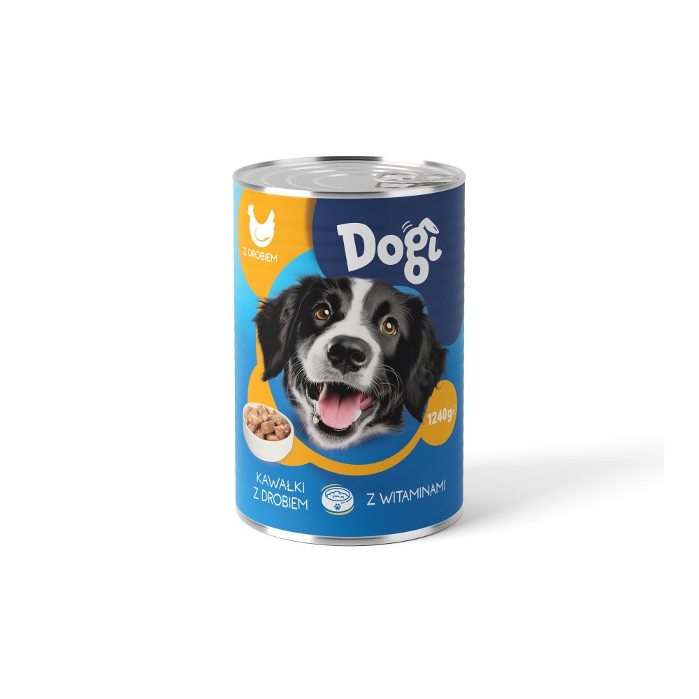 407773 DOGI SUCHA KARMA DLA PSÓW 1.24KG KAWAŁKI Z DROBIEM Z WITAMINAMI 5901812750556