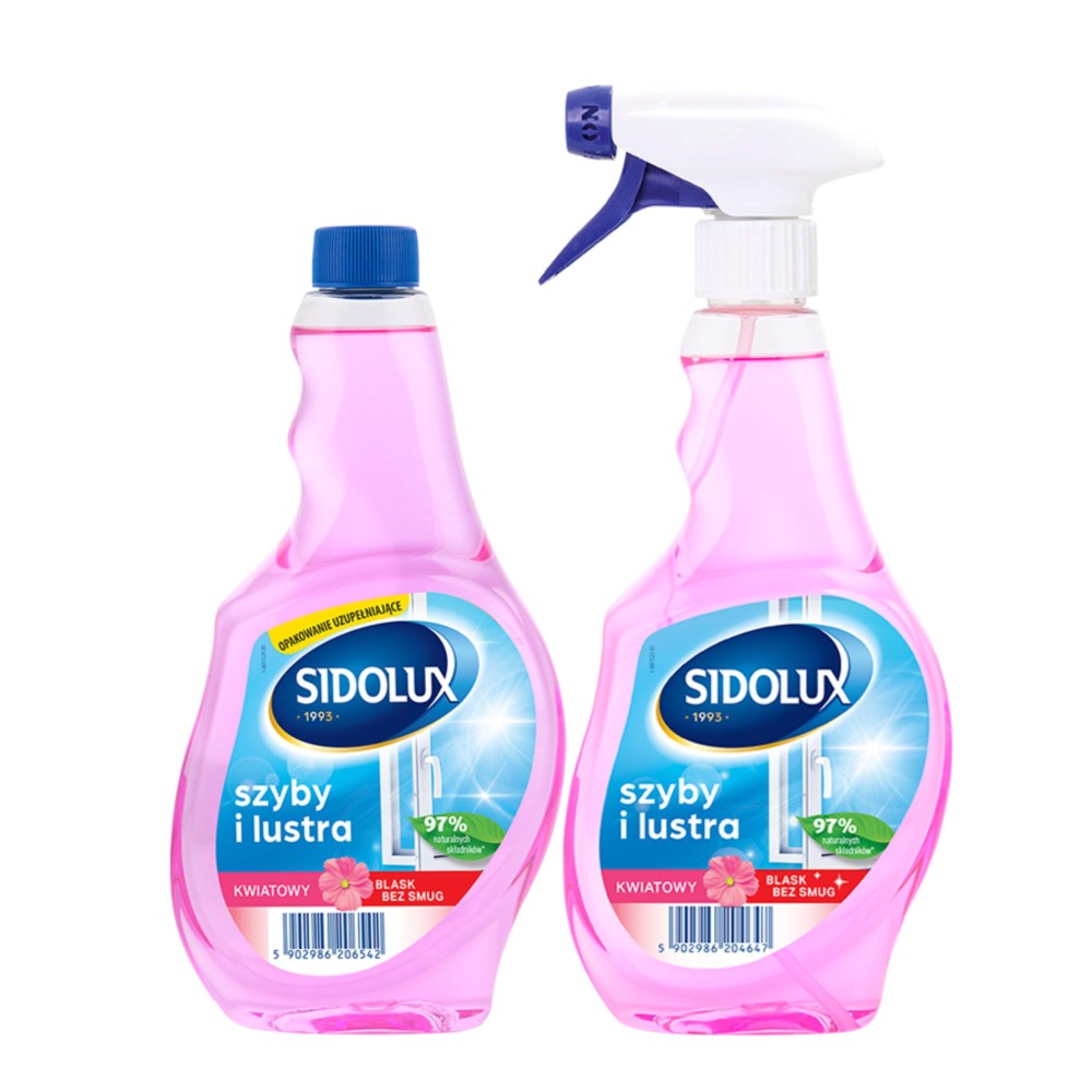 224031 SIDOLUX CRYSTAL PŁYN DO SZYB DOZOWNIK 500ML + ZAPAS 500ML FLOWER 5902986207051