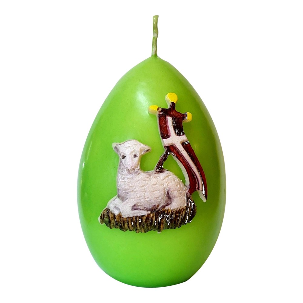 409092 ADMIT ŚWIECA JAJKO 100MM ZIELONE/BARANEK 5908260672522