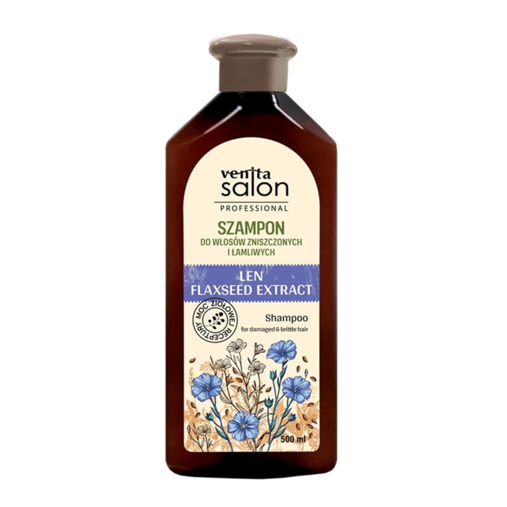 404267 VENITA SALON SZAMPON DO WŁOSÓW 500ML LEN ZNISZCZONE I ŁAMLIWE 5902101521499