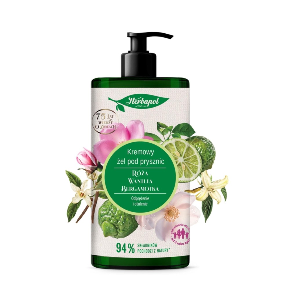 407801 HERBAPOL ŻEL POD PRYSZNIC 740ML KREMOWY RÓŻA&amp;WANILIA&amp;BERGAMOTKA 5900956901589