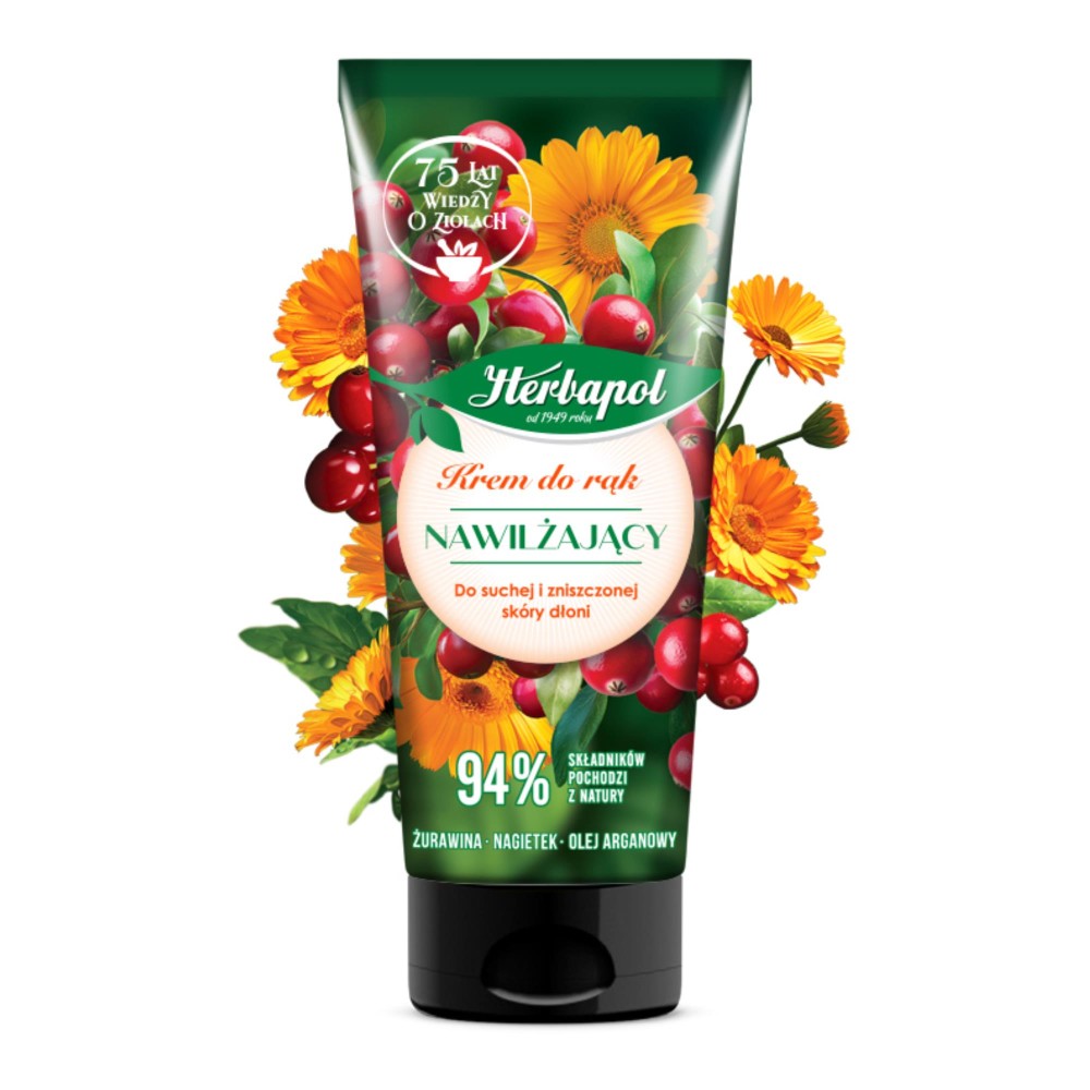 280814 HERBAPOL KREM DO RĄK 50ML ŻURAWINA&amp;NAGIETEK&amp;OLEJ ARGANOWY NAWILŻAJĄCY 5900956900933