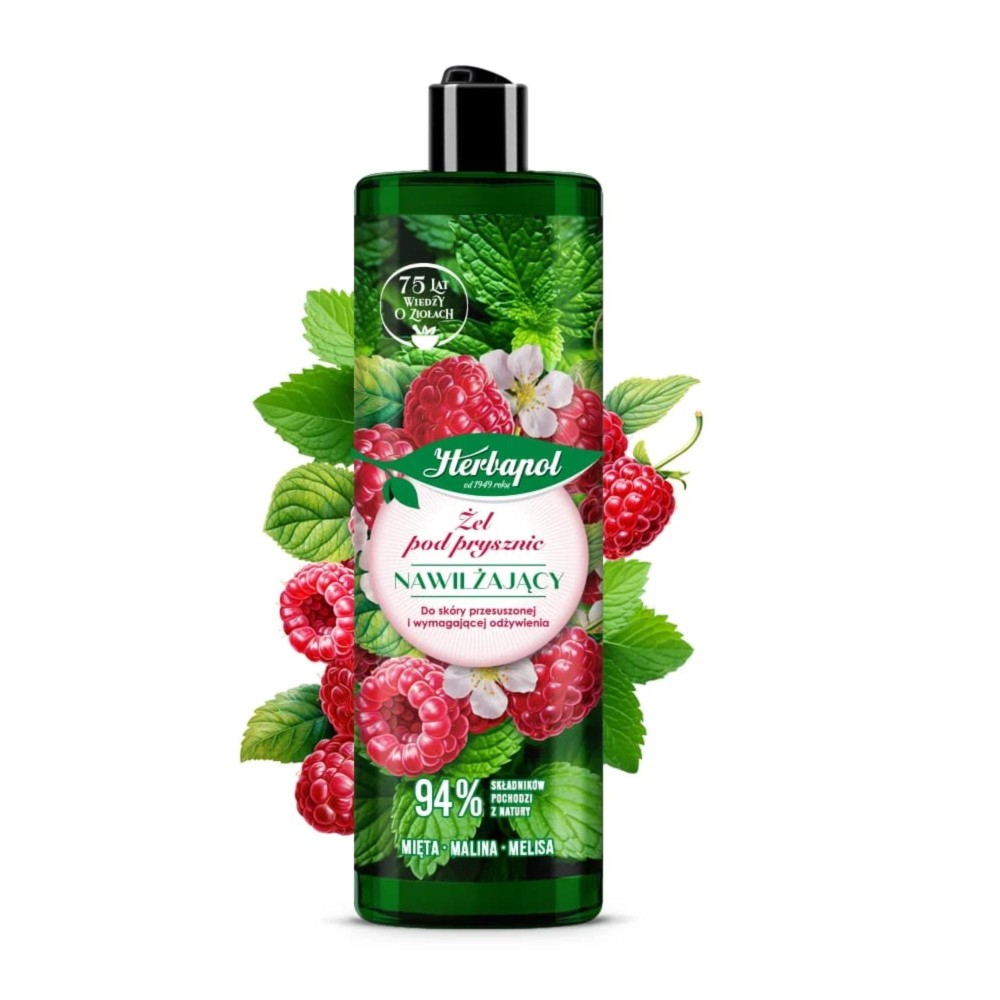 298772 HERBAPOL ŻEL POD PRYSZNIC 400ML MIĘTA&amp;amp;MALINA&amp;amp;MELISA NAWILŻAJĄCY 5900956901381