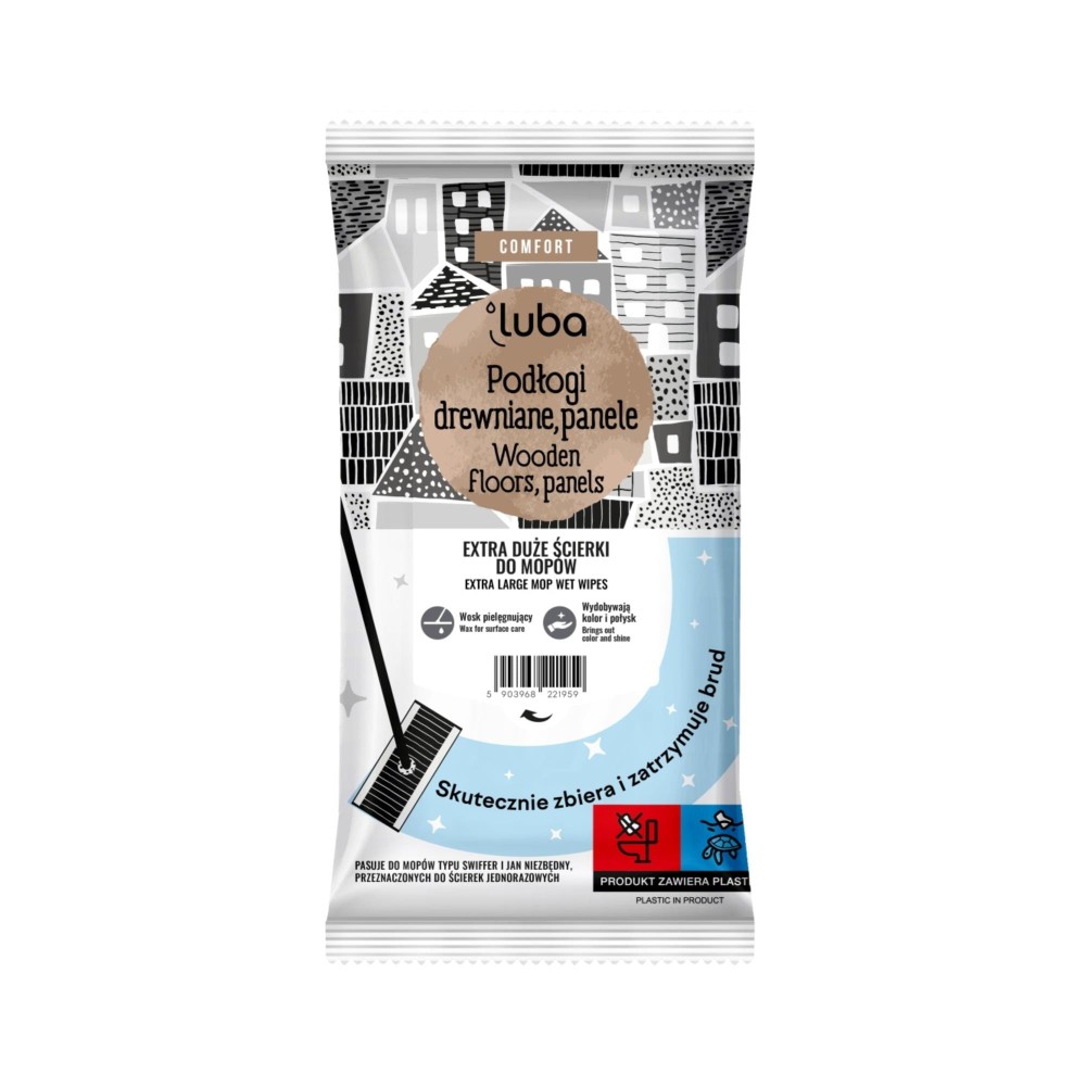 291846 LUBA ŚCIERECZKI NAWILŻANE COMFORT DO PODŁÓG DREWNIANYCH,PANELI 12 SZT. 5903968221959