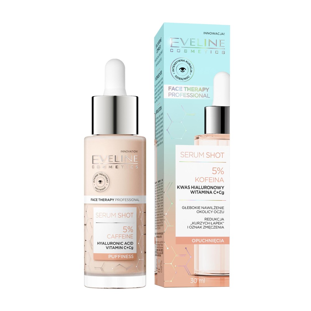 274420 EVELINE FACE THERAPY PROFESSIONAL SERUM SHOT DO TWARZY 30ML OPUCHNIĘCIA 5% KOFEINA 5903416044178