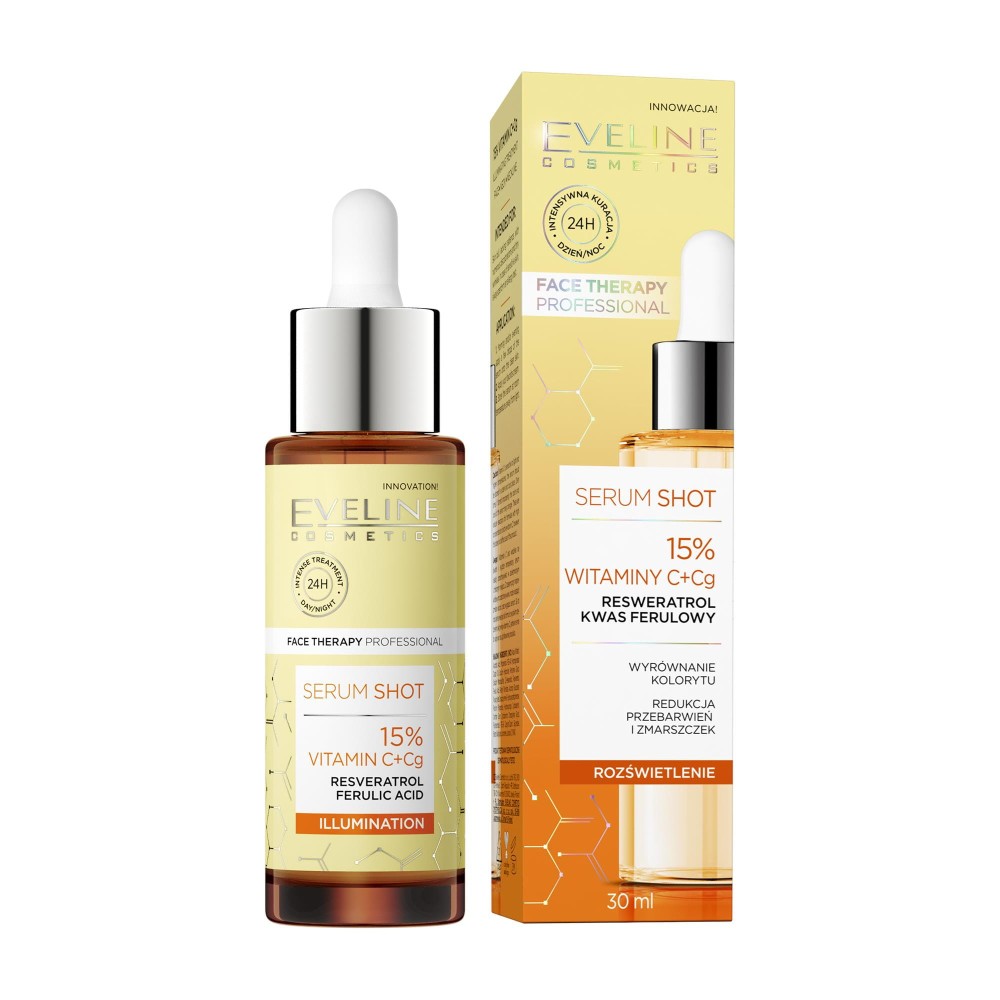 274418 EVELINE FACE THERAPY PROFESSIONAL SERUM SHOT DO TWARZY 30ML ROZŚWIETLENIE 15% WITAMINY C +Cg 5903416039594