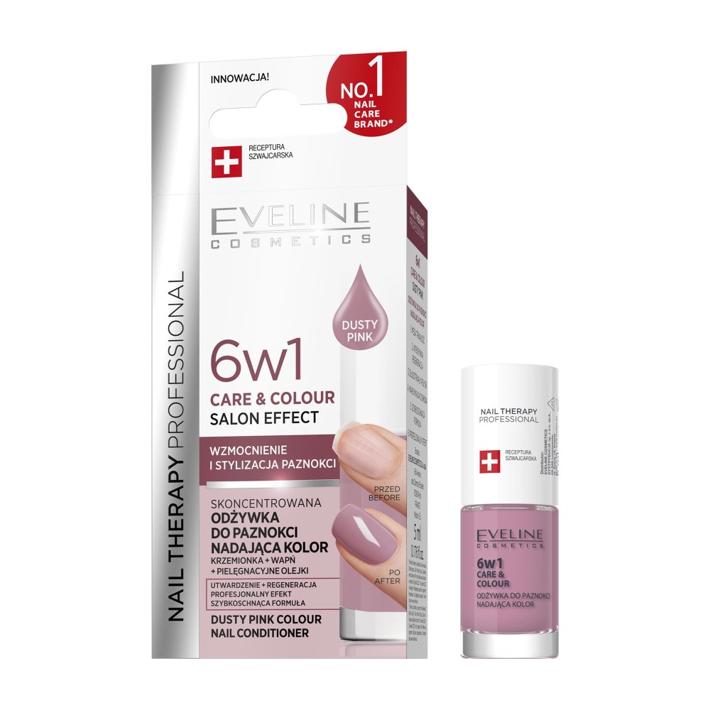 405851 EVELINE NAIL THERAPY ODŻYWKA DO PAZNOKCI 6W1 CARE &amp; COLOUR DUSTY PINK 5903416068679