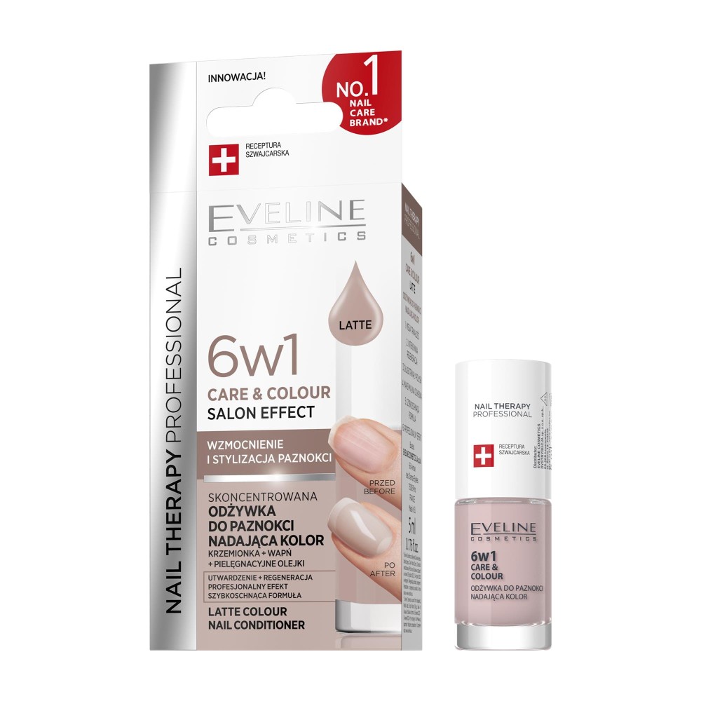 405852 EVELINE NAIL THERAPY ODŻYWKA DO PAZNOKCI 6W1 CARE &amp; COLOUR LATTE 5903416068686