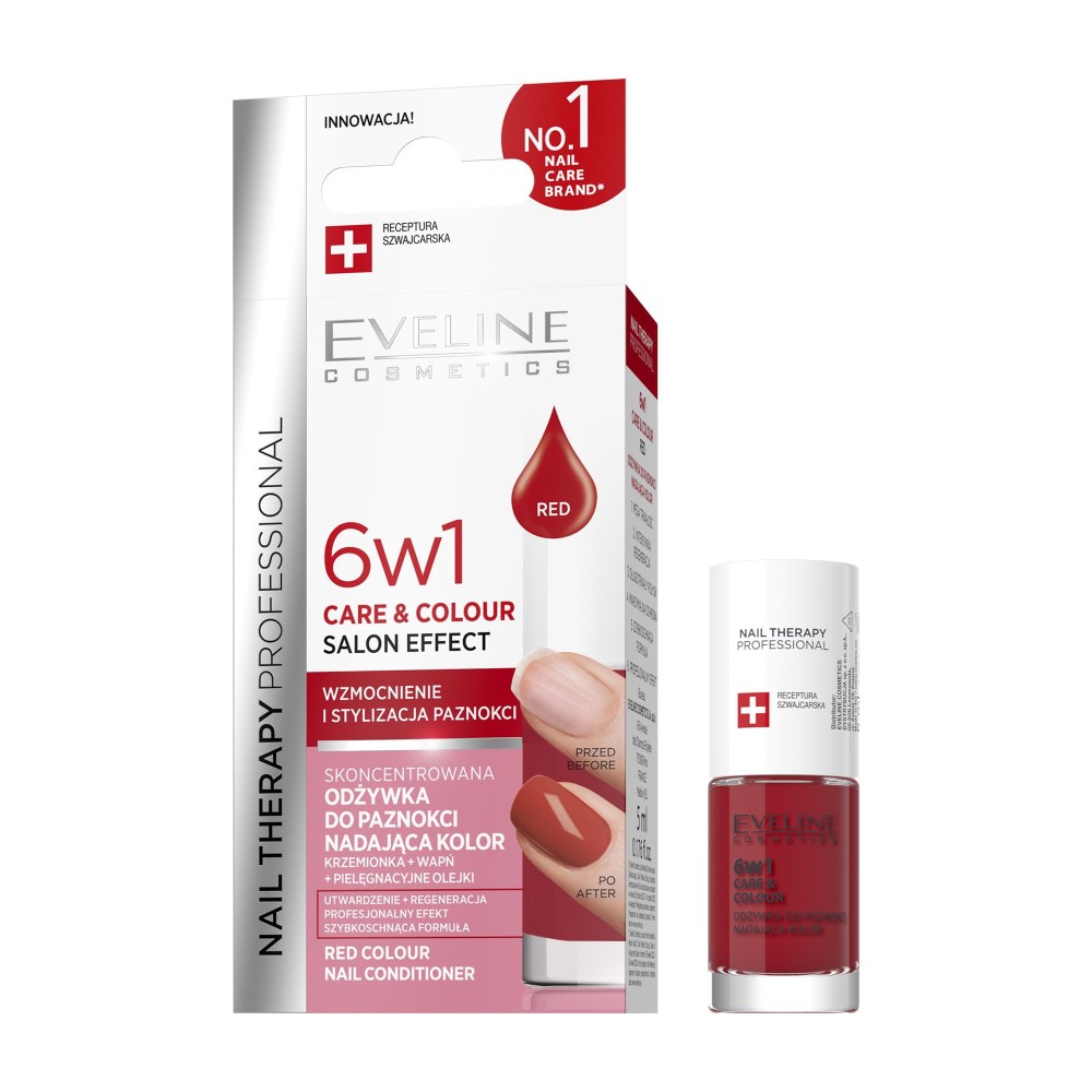 405850 EVELINE NAIL THERAPY ODŻYWKA DO PAZNOKCI 6W1 CARE &amp; COLOUR READ 5903416065623