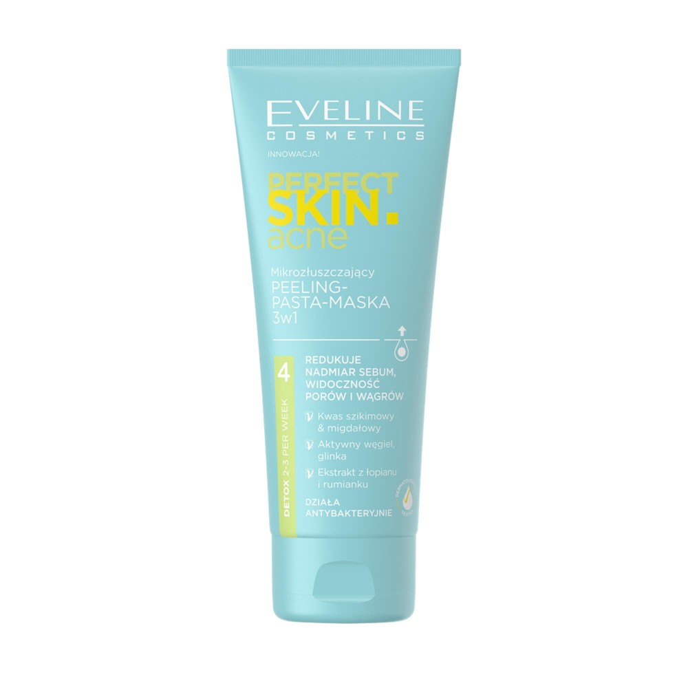 279163 EVELINE PERFECT SKIN ACNE PEELING-PASTA-MASKA DO TWARZY 75ML 3W1 5903416039716