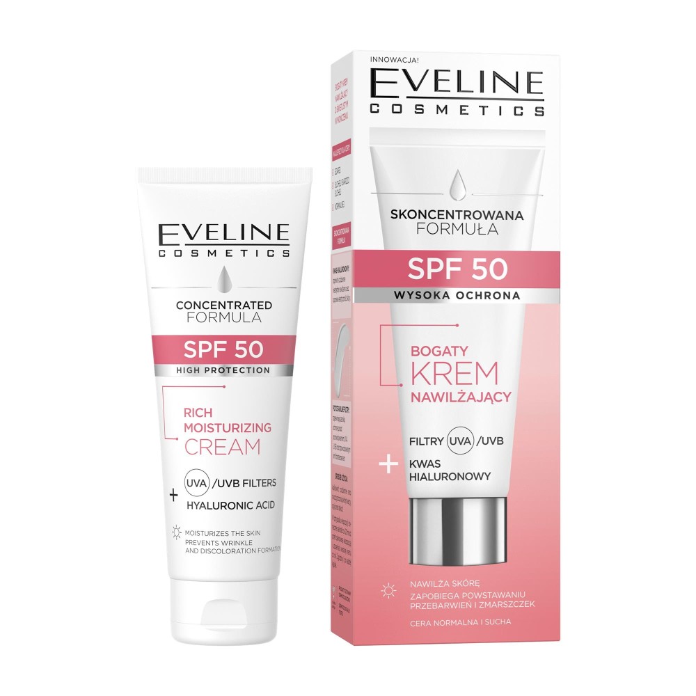402275 EVELINE SKONCENTROWANA FORMUŁA KREM DO TWARZY 30ML SPF50 BOGATY NAWILŻAJĄCY NORMALNA,SUCHA 5903416070566