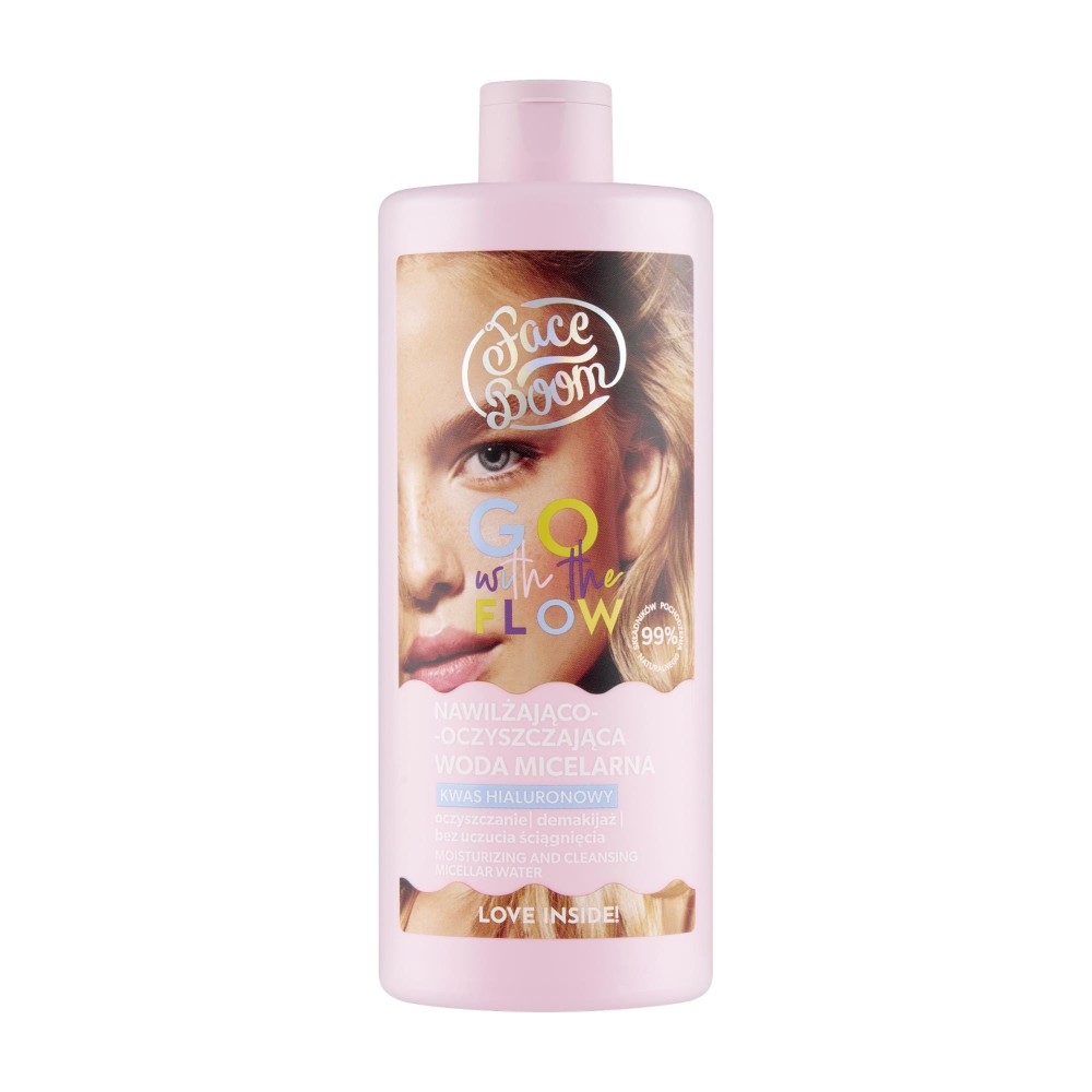 405823 FACE BOOM GO WITH THE FLOW WODA MICELARNA 500ML NAWILŻAJĄCO-OCZYSZCZAJĄCA KWAS HIALURONOWY 5903031259193