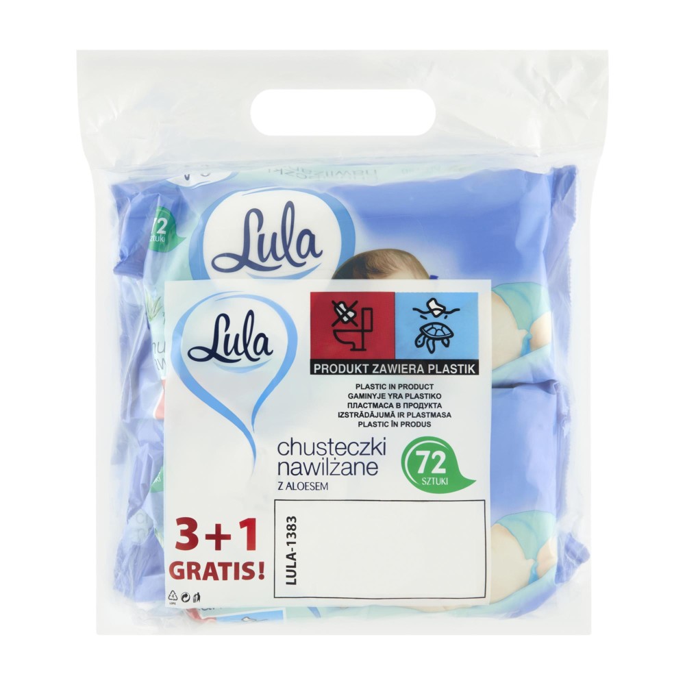 299404 LULA CHUSTECZKI NAWILŻANE DLA DZIECI 72 SZT. 3+1 ALOES # 5903936021383