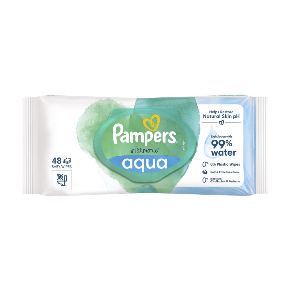 278821 PAMPERS CHUSTECZKI NAWILŻANE DLA DZIECI 48 SZT. HARMONIE AQUA 8006540458563