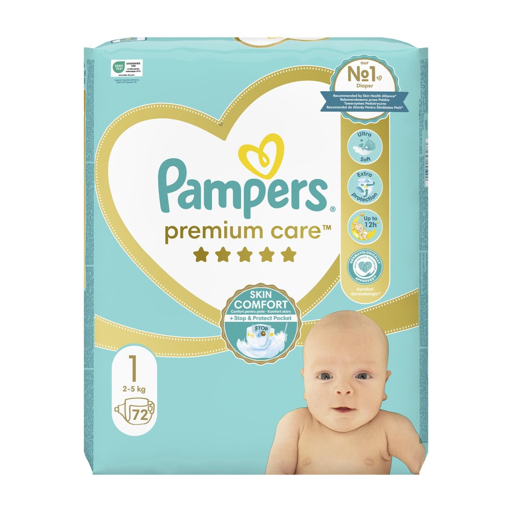 296641 PAMPERS PIELUSZKI DLA DZIECI PREMIUM CARE 1 2-5KG 72 SZT. NEWBORN 8006540858073