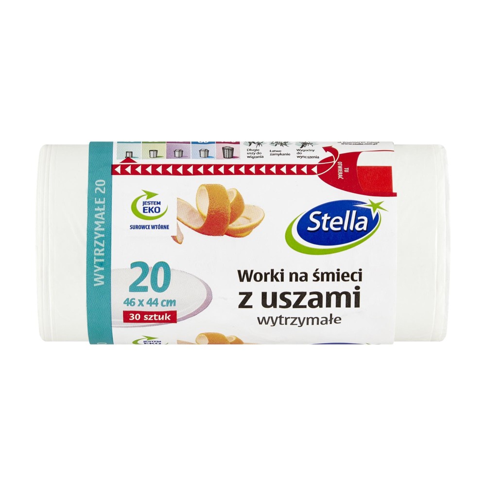 142077 STELLA WORKI NA ŚMIECI HDLD WYTRZYMAŁE 20L 30 SZT. BIAŁE Z USZAMI 5903936009701