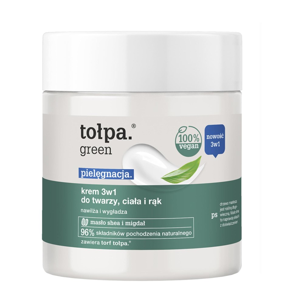 404025 TOŁPA GREEN PIELĘGNACJA KREM 3W1 DO TWARZY,CIAŁA I RĄK 250ML NAWILŻA I WYGŁADZA 5902719419102