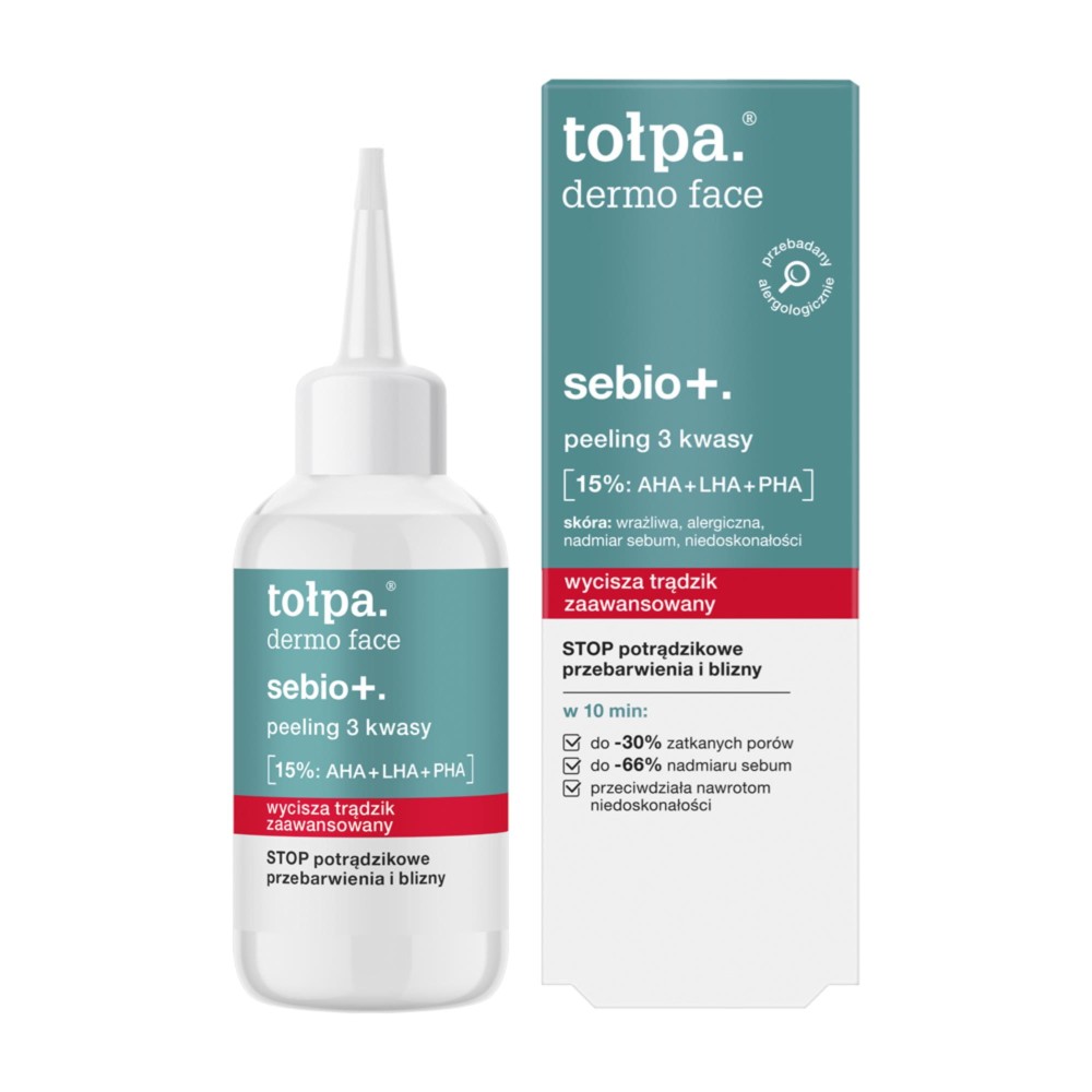 298208 TOŁPA DERMO FACE SEBIO+.PEELING 3 KWASY DO TWARZY 50ML WYCISZA TRĄDZIK ZAAWANSOWANY 5903900963879