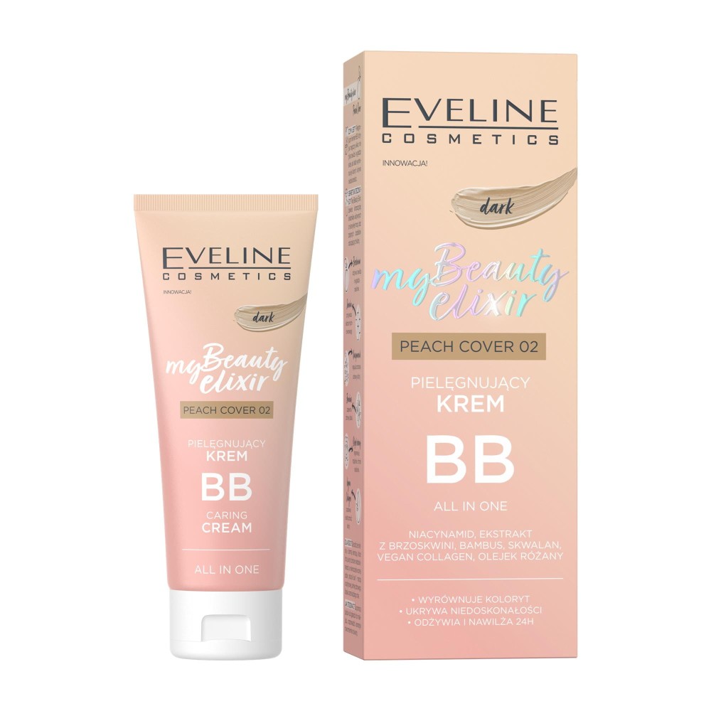 278747 EVELINE MY BEAUTY ELIXIR KREM DO TWARZY 30ML BB PEACH COVER 02 DARK 5903416050056