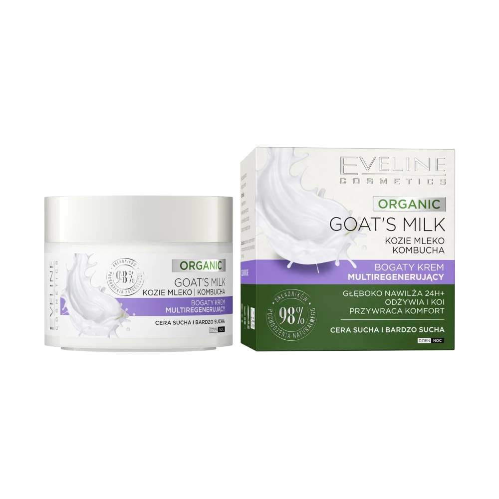278437 EVELINE ORGANIC KREM DO TWARZY 50ML GOAT'S MILK KOZIE MLEKO&amp;KOMCUCHA BOGATY CERA SUCHA 5903416035350