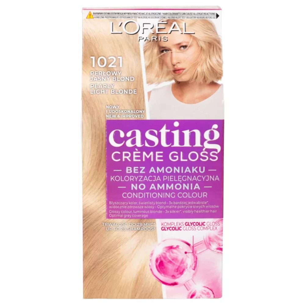 114159 LOREAL CASTING CREME GLOSS FARBA KOLORYZUJĄCA 1021 JASNY PERŁOWY BLOND 3600521831816