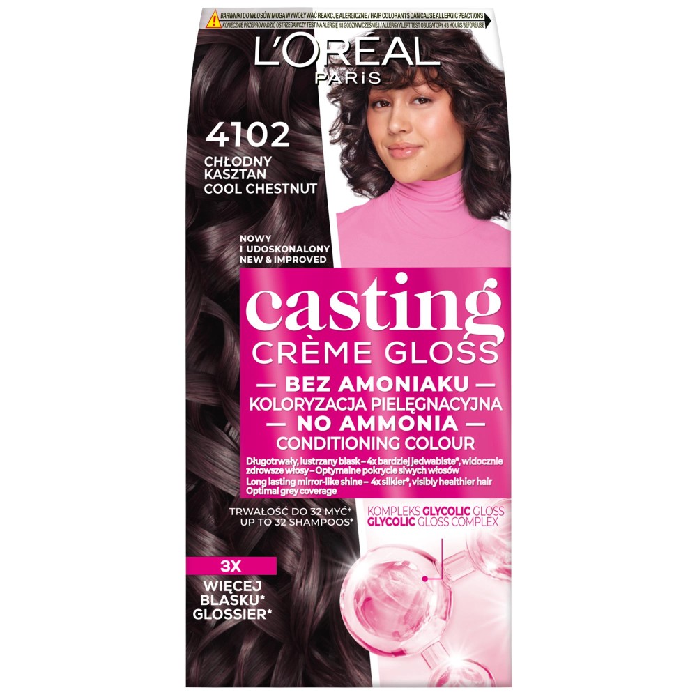 243802 LOREAL CASTING CREME GLOSS FARBA KOLORYZUJĄCA  410 CHŁODNY KASZTAN 3600523807000