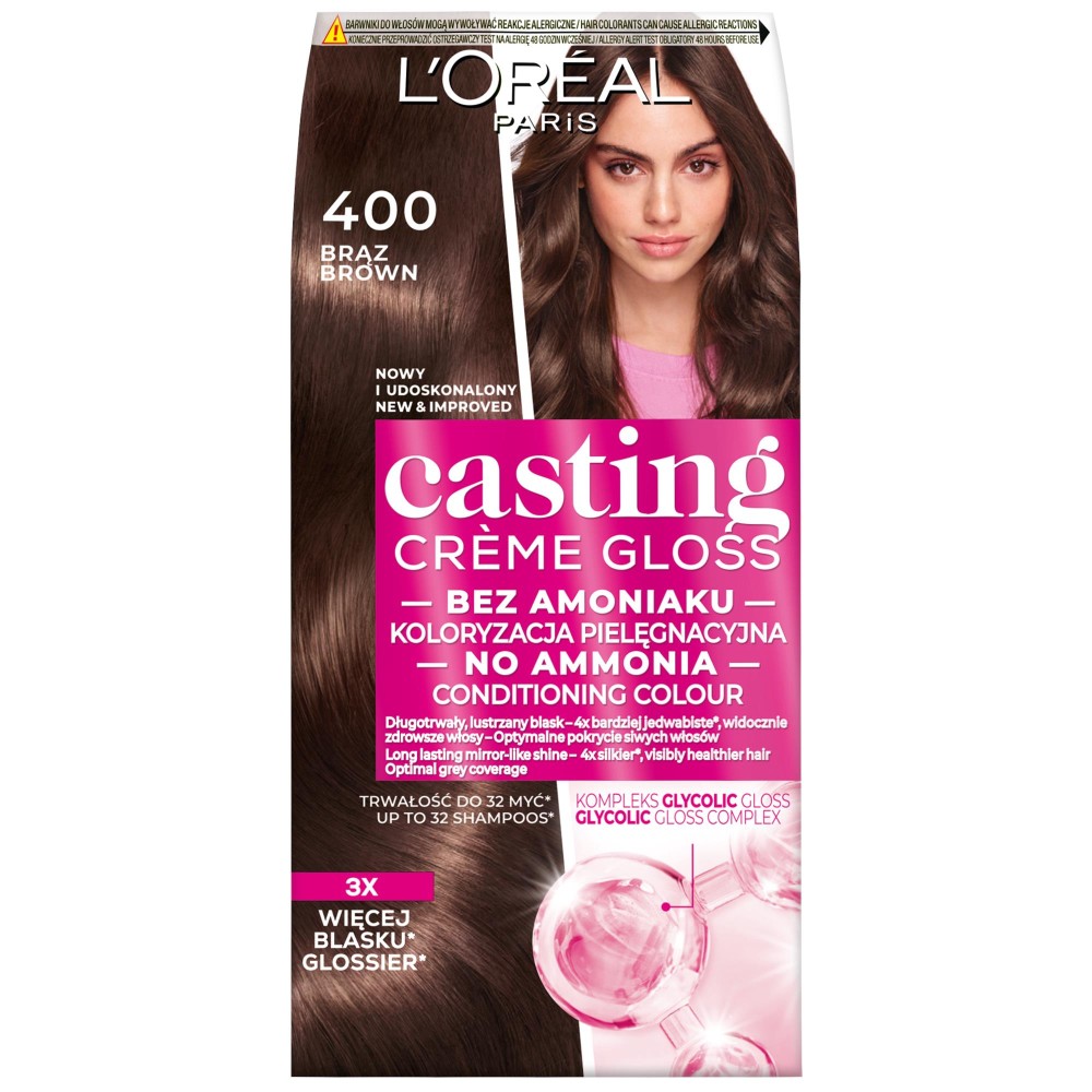 25421 LOREAL CASTING CREME GLOSS FARBA KOLORYZUJĄCA  400 BRĄZ 3600521125588