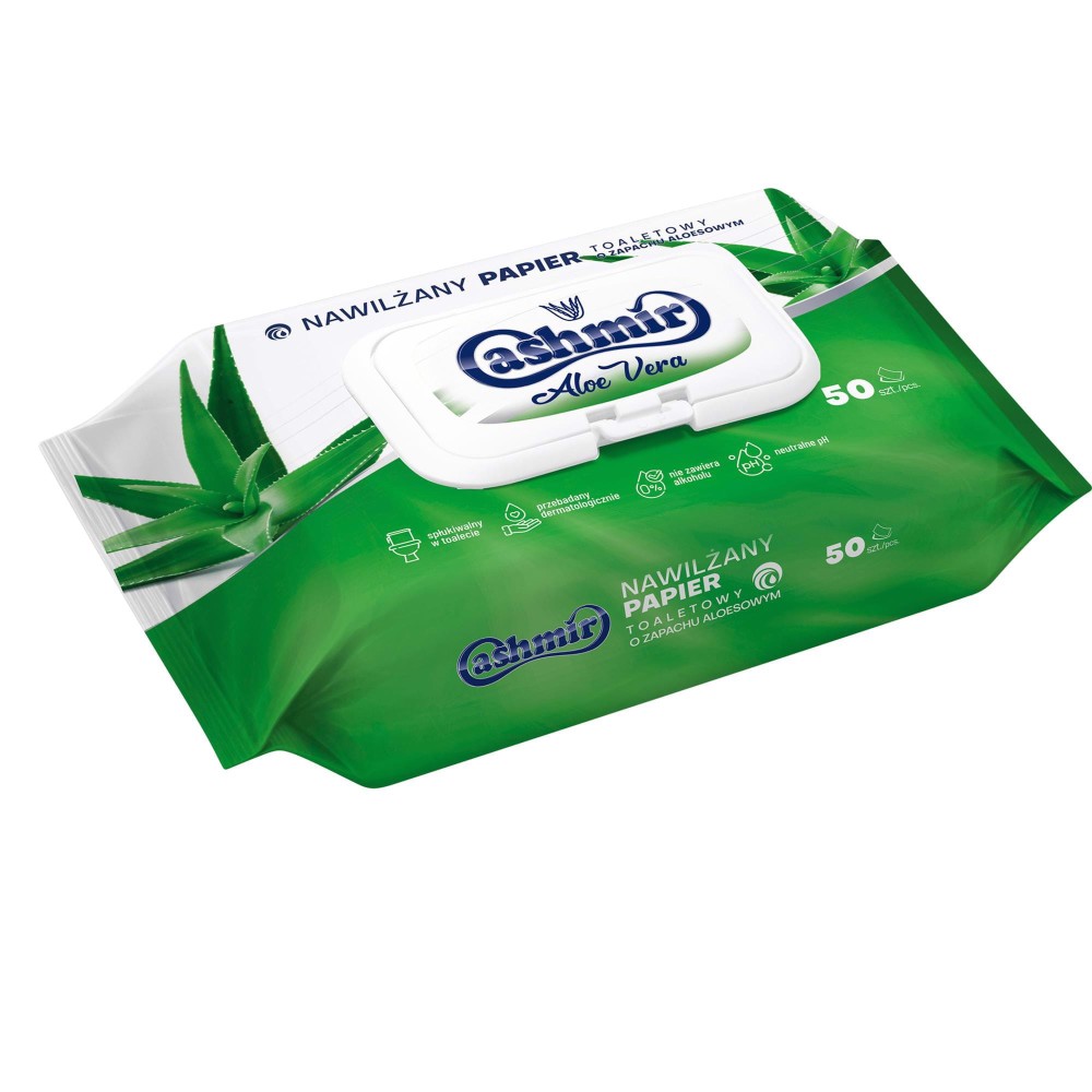 CASHMIR PAPIER TOALETOWY NAWILŻANY ALOE VERA ALOESOWY 50 SZT.